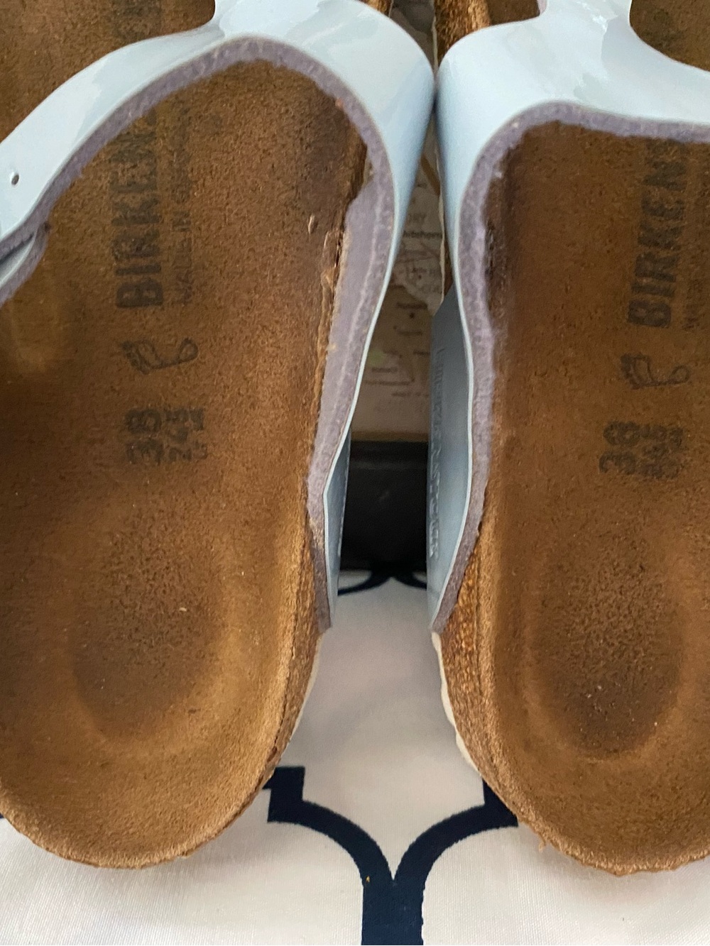 Pre-owned Birkenstock Gizeh Sandals - Light Blue & Black 38/7 Regular fit Women - Picture 3 of 10